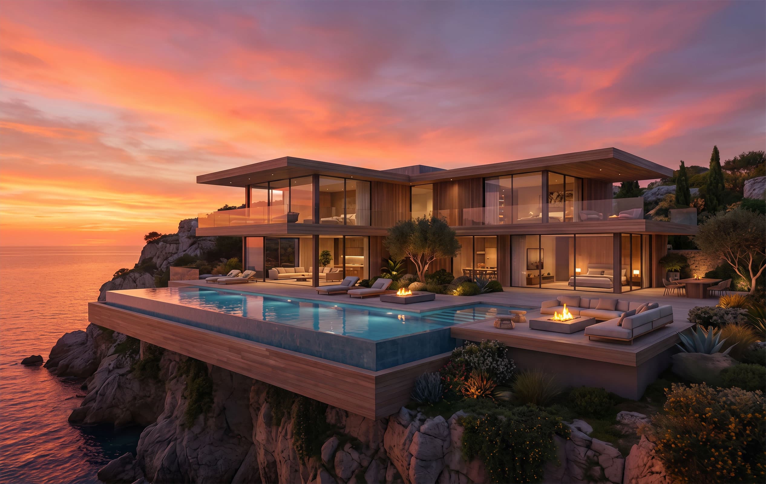 Pool at sunset